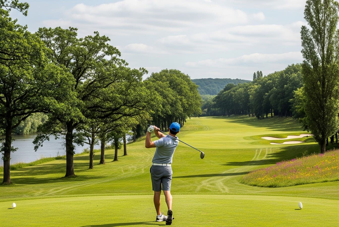 Ce parcours mêle panorama bucolique, ruisseaux apaisants et greens défendus par des bunkers profonds